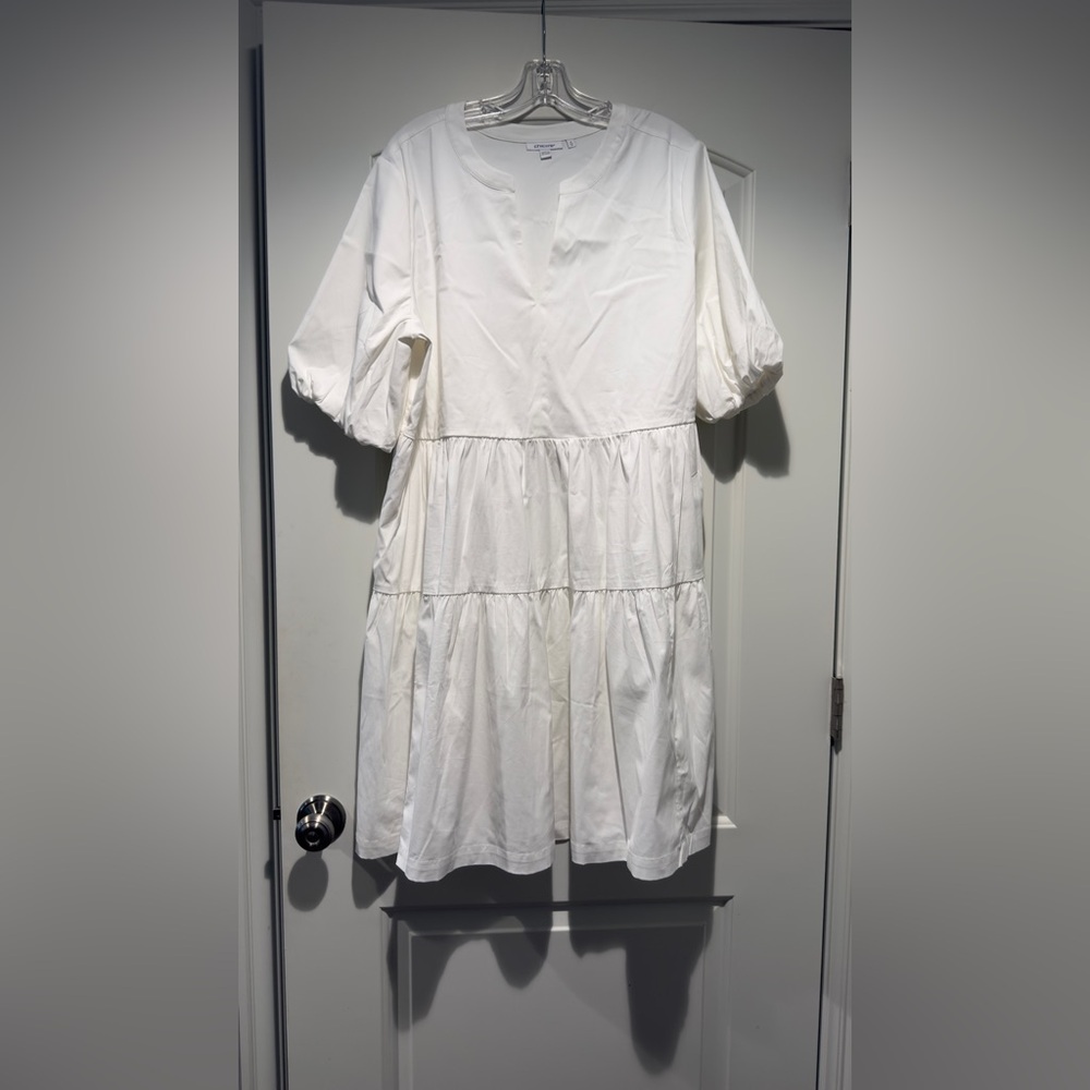 NWT’s - Chico's White Tiered Puff-Sleeve Mini Dress